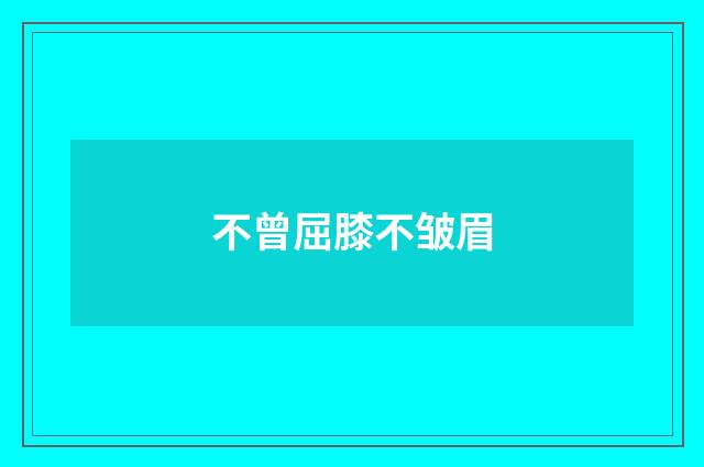 不曾屈膝不皱眉