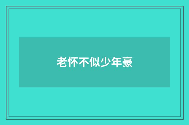 老怀不似少年豪