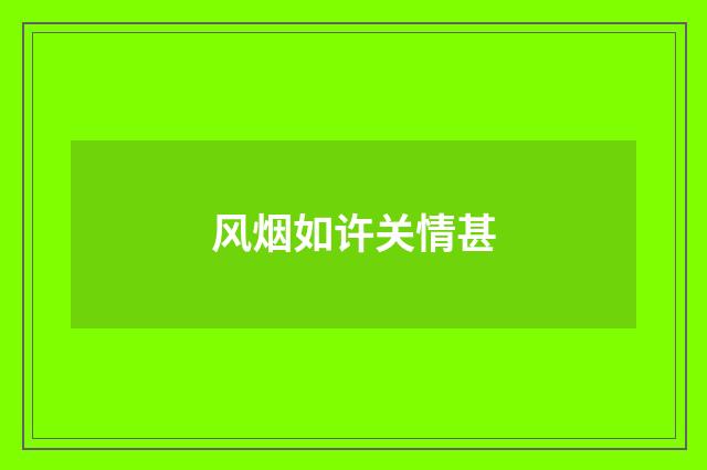 风烟如许关情甚