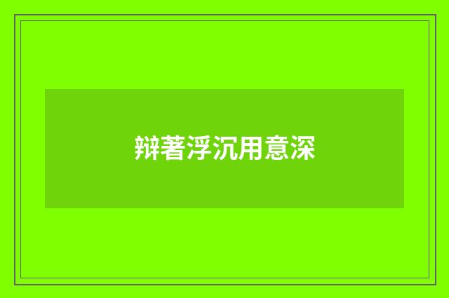 辩著浮沉用意深