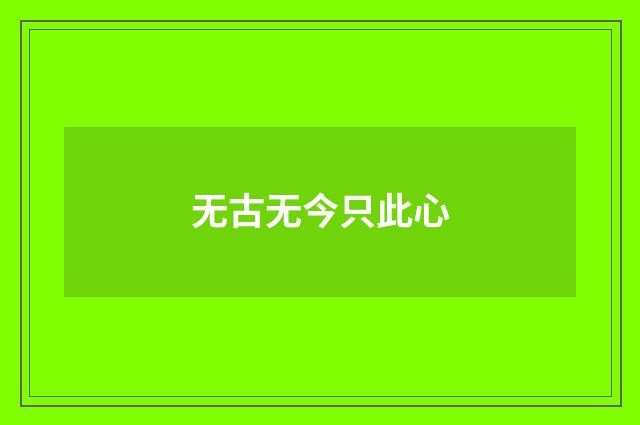 无古无今只此心