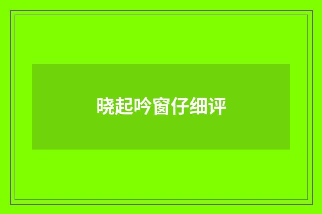 晓起吟窗仔细评