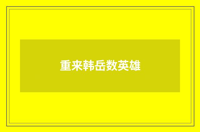重来韩岳数英雄
