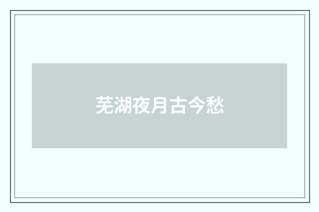 芜湖夜月古今愁
