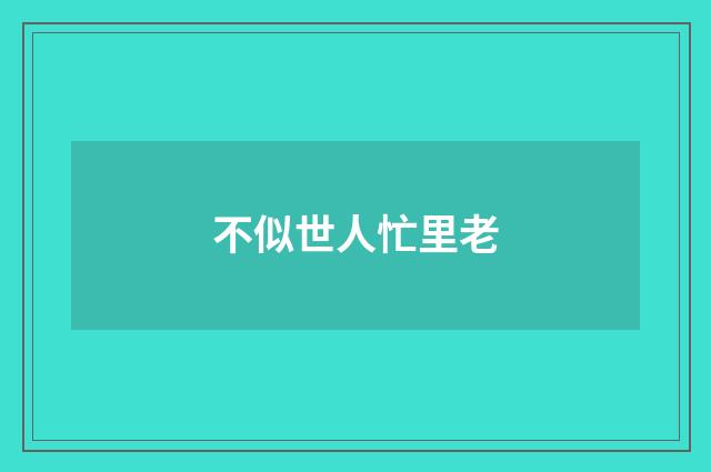 不似世人忙里老