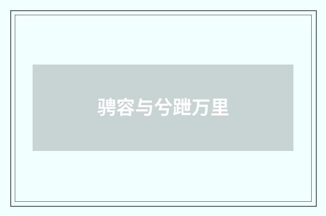 骋容与兮跇万里