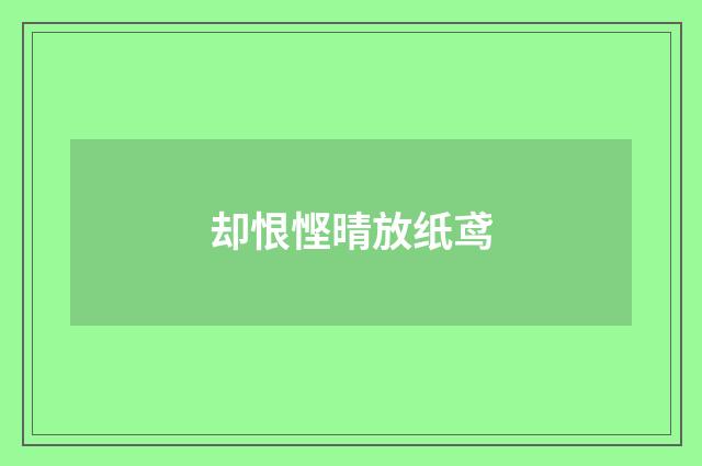却恨悭晴放纸鸢