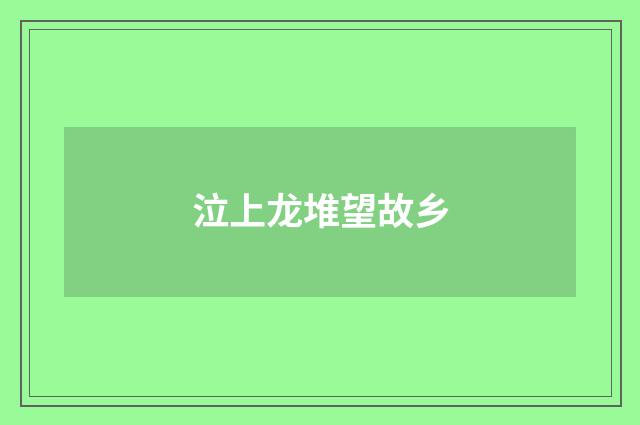 泣上龙堆望故乡