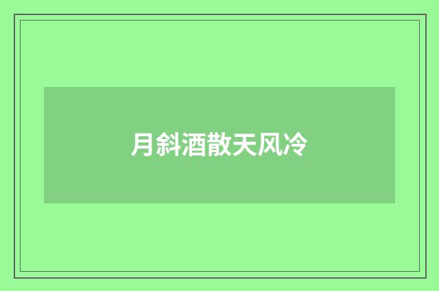 月斜酒散天风冷