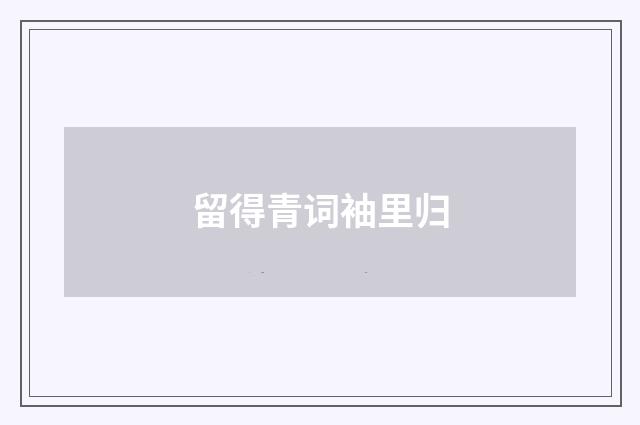留得青词袖里归