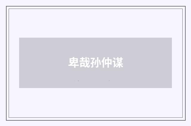 卑哉孙仲谋