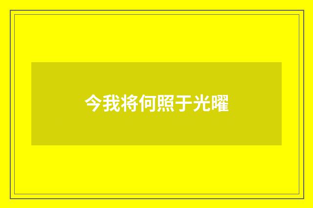 今我将何照于光曜