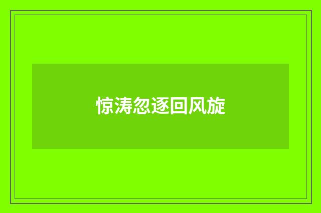 惊涛忽逐回风旋