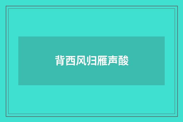 背西风归雁声酸