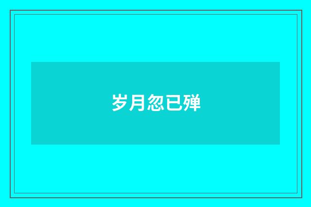 岁月忽已殚