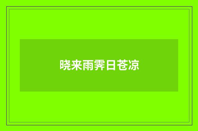 晓来雨霁日苍凉