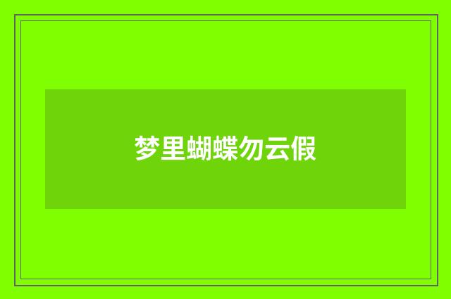 梦里蝴蝶勿云假