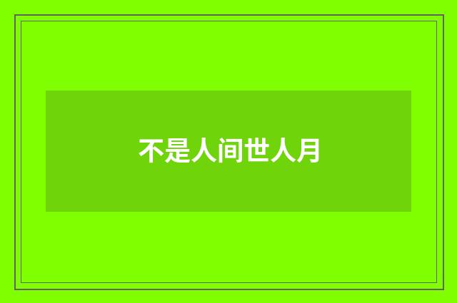 不是人间世人月