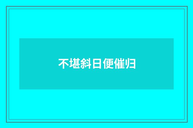 不堪斜日便催归