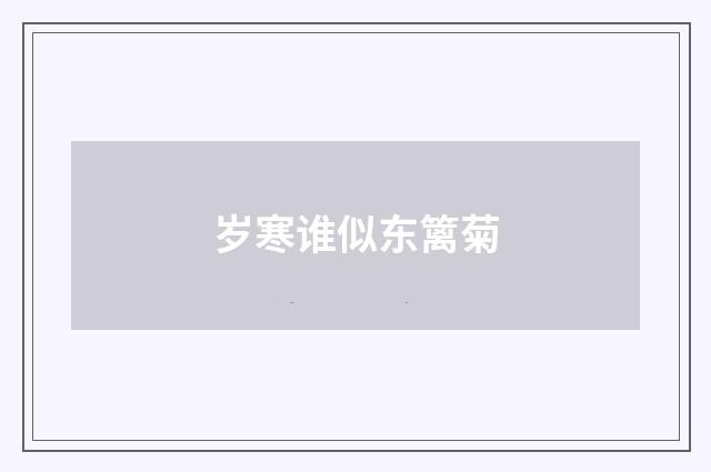 岁寒谁似东篱菊