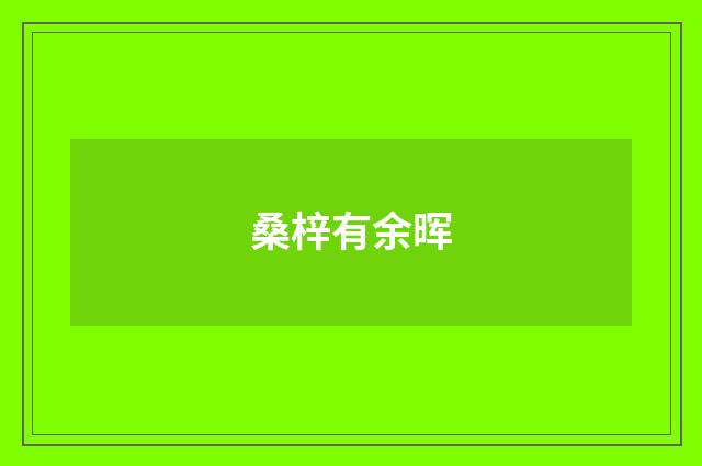 桑梓有余晖