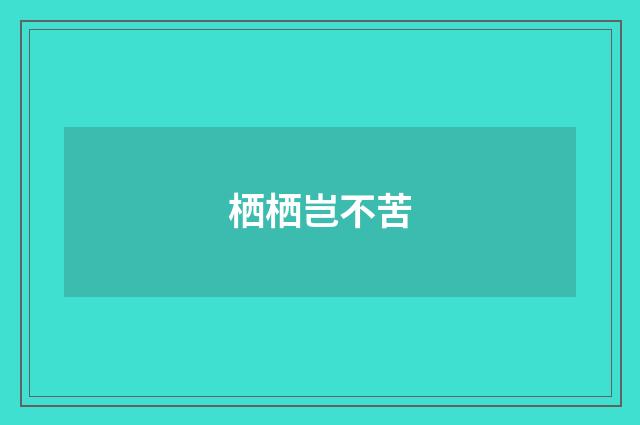 栖栖岂不苦