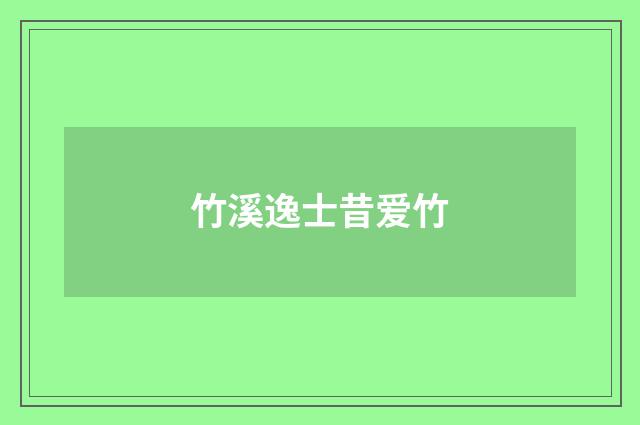 竹溪逸士昔爱竹