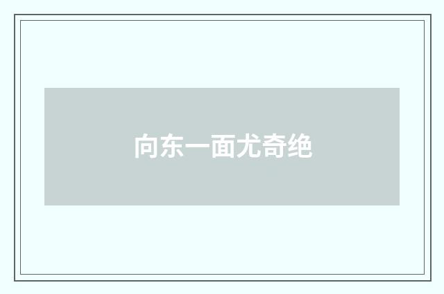 向东一面尤奇绝