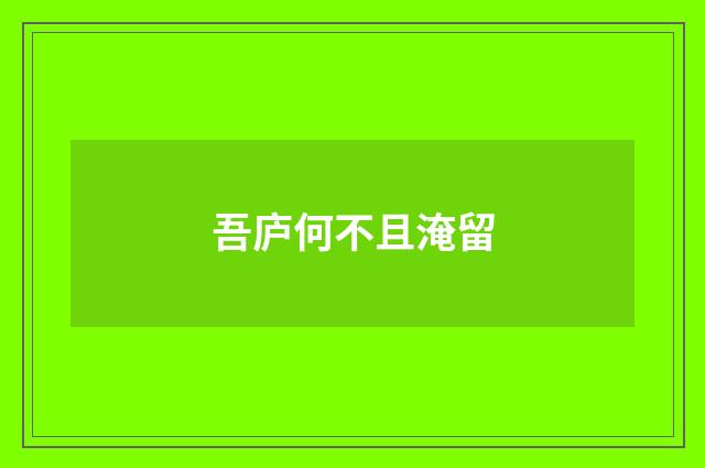 吾庐何不且淹留