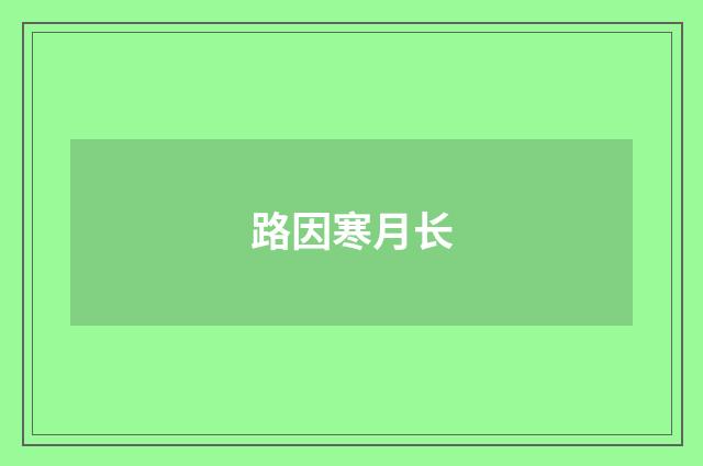 路因寒月长