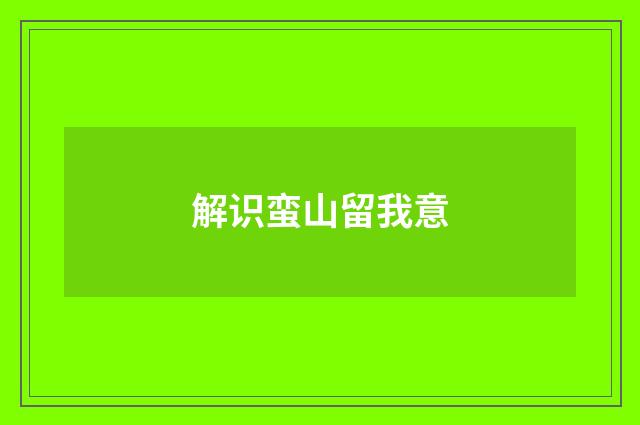 解识蛮山留我意
