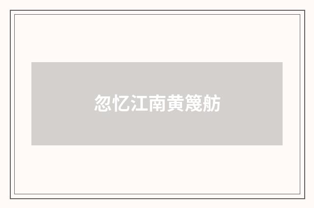忽忆江南黄篾舫