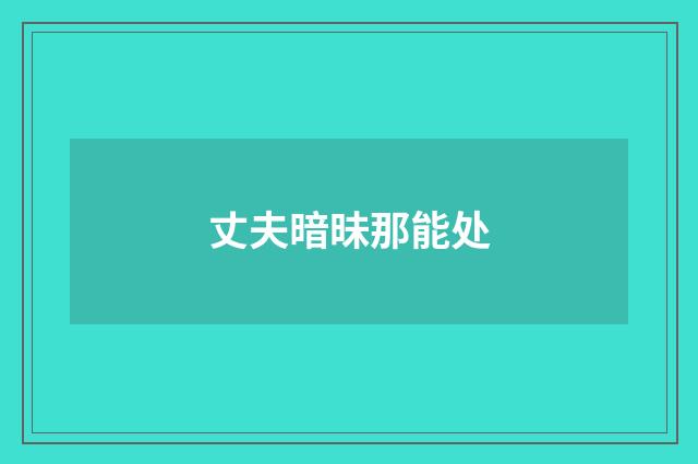 丈夫暗昧那能处