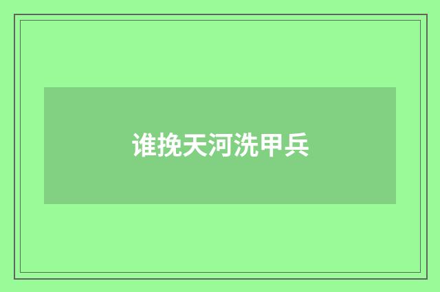 谁挽天河洗甲兵