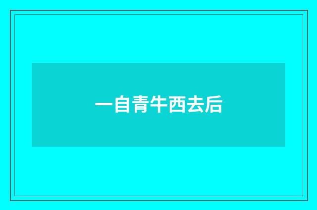 一自青牛西去后