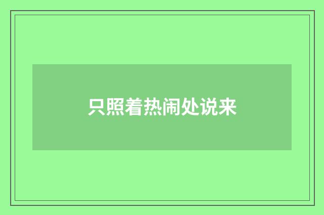 只照着热闹处说来