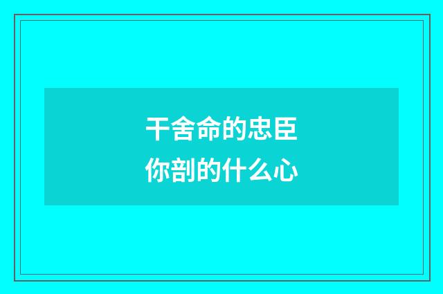 干舍命的忠臣你剖的什么心