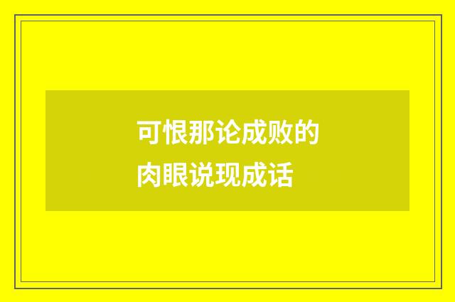 可恨那论成败的肉眼说现成话