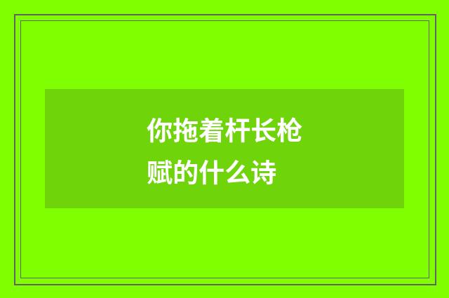 你拖着杆长枪赋的什么诗