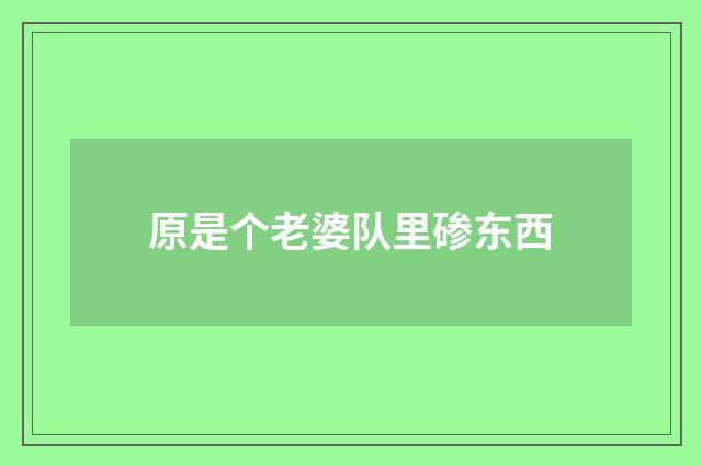 原是个老婆队里碜东西