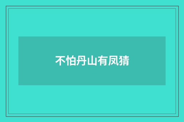 不怕丹山有凤猜