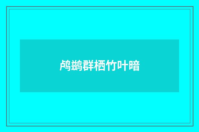 鸬鹚群栖竹叶暗