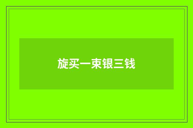 旋买一束银三钱
