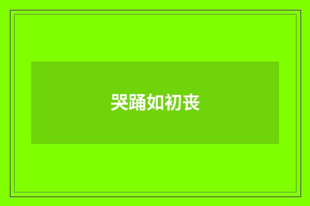 哭踊如初丧