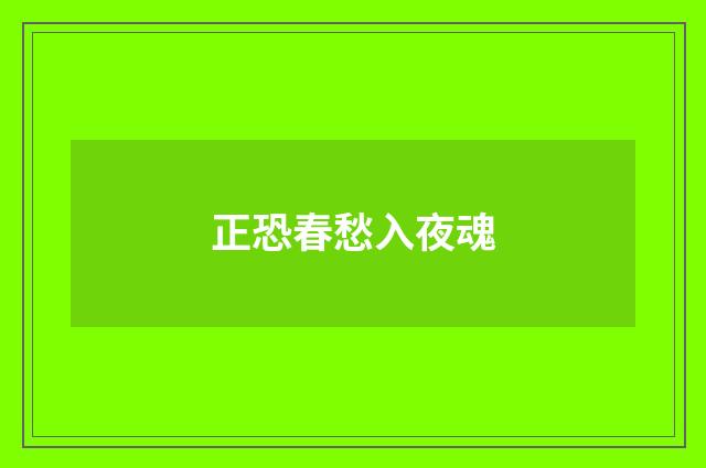 正恐春愁入夜魂