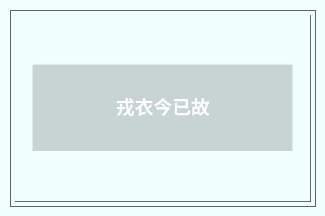 戎衣今已故