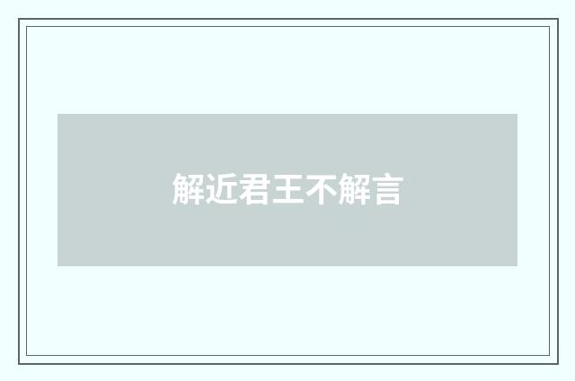 解近君王不解言