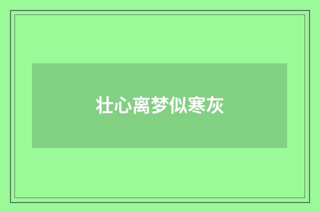 壮心离梦似寒灰