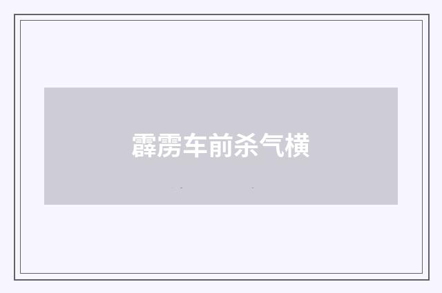 霹雳车前杀气横