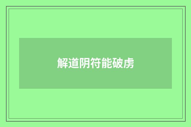 解道阴符能破虏